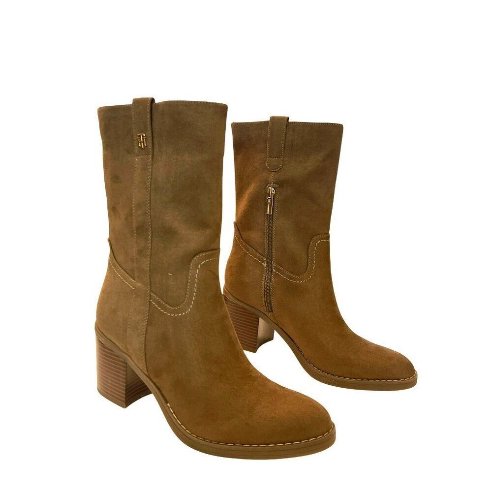 Tommy Hilfiger Brown Mid-Calf Western Boots Block Heel Size 8.5 NEW